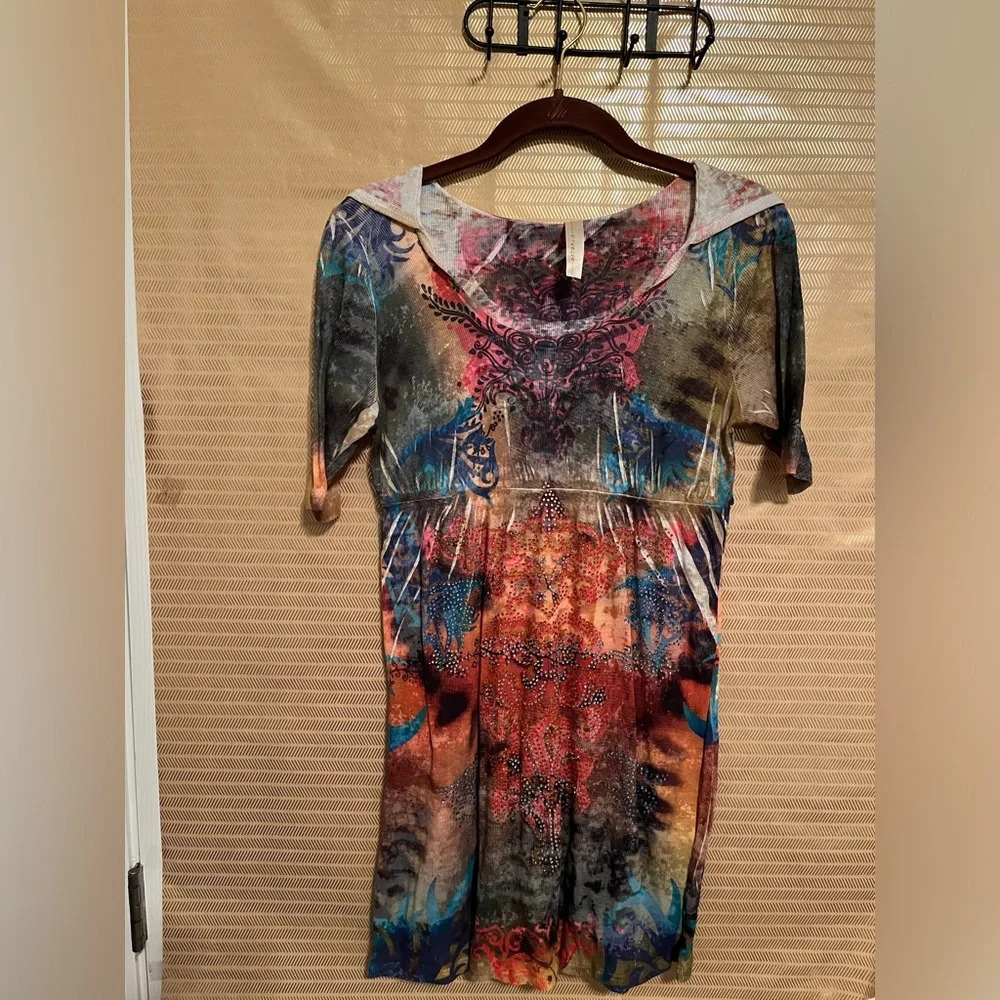 S~TWELVE~VIBRANT DRESS WITH HOODIE~SMALL